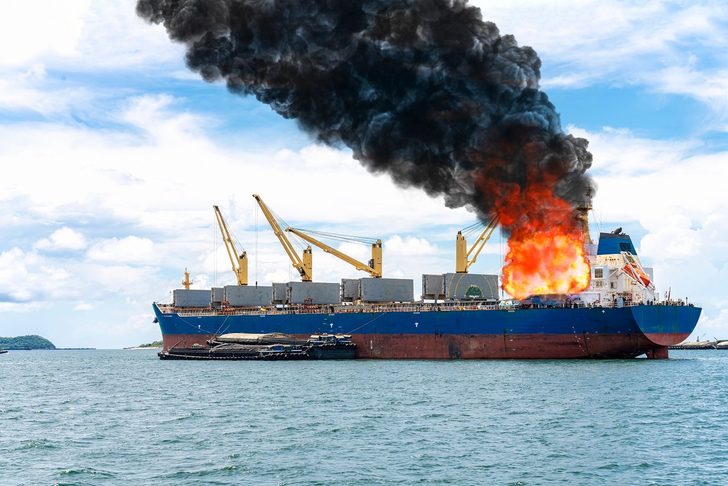Ship on fire
