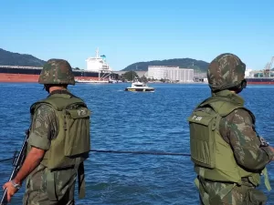 Navy soldiers in the port