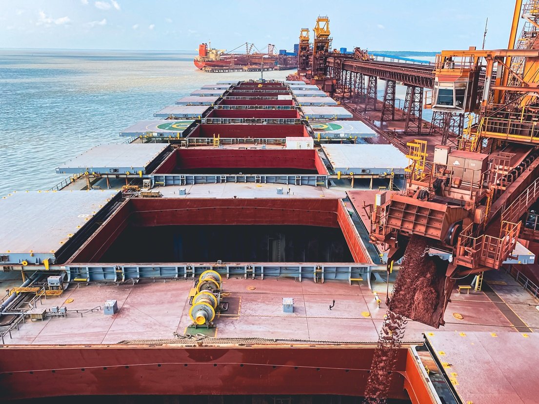 Bulk carrier loading iron ore