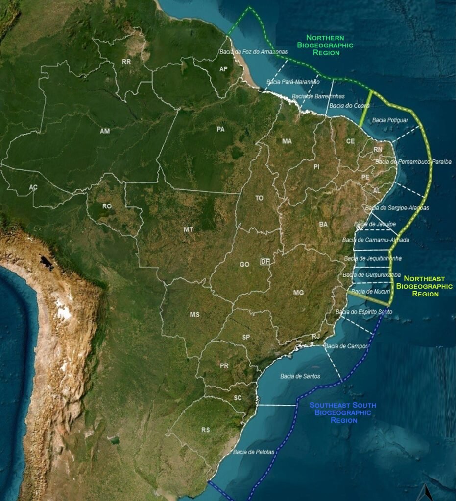 Brazilian coastal biogeographic regions