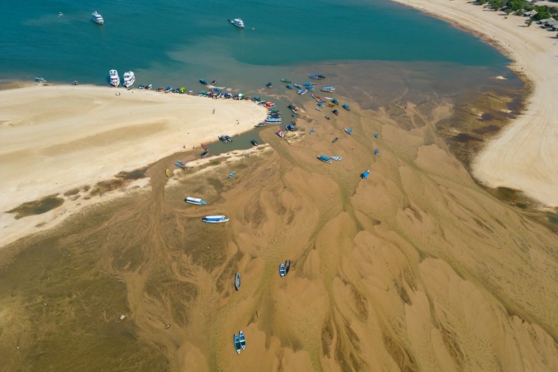 Boats stranded in the Amazon